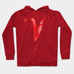 Bloody V letter Hoodie